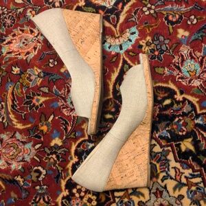 Kelly & Katie Canvas Peep-toe wedges